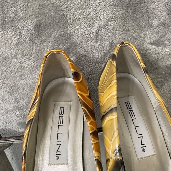 Bellini Textured Patent Leather Heels Pumps women’s size 8 yellow /blk. Career - Picture 4 of 12